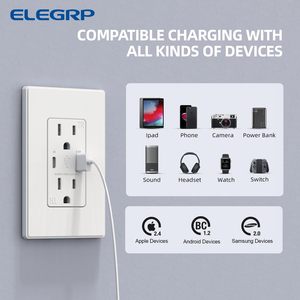 Elegrp Phổ Sạc Nhanh USB C Cổng PC Điện Tường Ổ Cắm Loại C Tường Ổ Cắm Ổ Cắm USB - Product Image 4