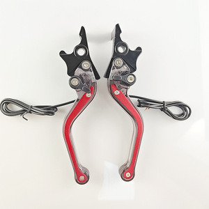 Leviers de frein de moto Qiangye, rouge et noir, en alliage d'aluminium, réglables pour freins à double disque, pièces de modification - Product Image 3
