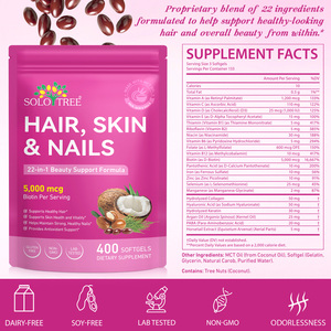 Toptan Özel Marka 5000mcg <span class=keywords><strong>Biotin</strong></span> (Bir Porsiyonda) Saç, Cilt ve Tırnak Sağlığını Destekleyen MCT Yağlı Yumuşak Kapsül Takviyesi (Kadınlar İçin) - Product Image 2
