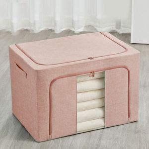 Fabric Clothing Storage Organizer Box Steel Frame Storage <b>Bins</b> with Single Window - Product Image 3