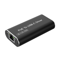 Adaptor Ethernet Logam PoE ke Tipe-C IEEE802.3af/at 10/100Mbps DC44-57V ke DC5V 2.4A RJ45 Pembagi Daya Sistem Kamera IP