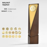 Trophées JN en bois massif Plaque de trophée en bois gravée créative personnalisée Trophée de récompense en bois d'entreprise avec métal