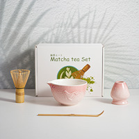 Ensemble de préparation cérémonielle du matcha en gros, 4/5/7/8 pièces, bol à thé matcha en céramique et fouet, logo personnalisable