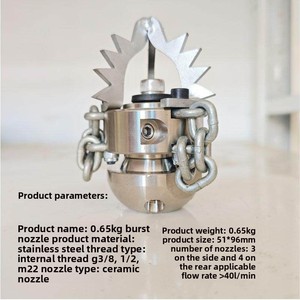 <span class=keywords><strong>Buse</strong></span> rotative <span class=keywords><strong>haute</strong></span> <span class=keywords><strong>pression</strong></span> en acier inoxydable pour le débouchage des égouts et le nettoyage de la boue avec conception de tête de souris à chaîne - Product Image 3