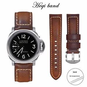 <span class=keywords><strong>Bracelet</strong></span> de <span class=keywords><strong>montre</strong></span> rétro respirant de luxe en <span class=keywords><strong>cuir</strong></span> véritable avec cire d'huile première couche en <span class=keywords><strong>cuir</strong></span> de vachette 22mm <span class=keywords><strong>boucle</strong></span> en acier inoxydable pour hommes - Product Image 3