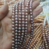 Fengzuan bijoux de culture naturelle véritable perle d'eau douce brin perles de chaîne en gros lâche ronde 8MM perle d'eau douce blanche