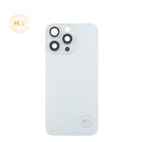 Coque arrière en verre blanc pur pour 15 Pro Max avec protection d'appareil photo et support à bande pour téléphone portable