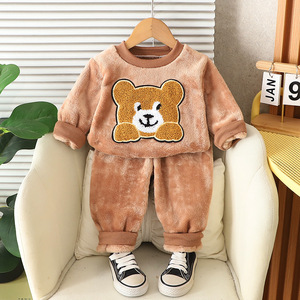 Vêtements d'automne et d'hiver pour enfants, pyjamas bébé deux pièces, nouvelle collection 2025, costume homme/femme, vêtements de détente en flanelle, vêtements de maison, dessin animé animal - Product Image 4