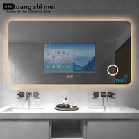 Miroir de salle de bain avec éclairage LED rétroéclairé, écran tactile TV, éclairage tricolore réglable pour hôtels et camping-cars
