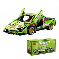 Set de Bloques de Construcción de Auto Deportivo Lele Brother, Modelo de Vehículo de Carreras 1:18, Juguete de Retroceso, Regalo para Niños y Adultos