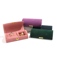 Boîte à bijoux portable en velours pour voyage, mini étui de rangement magnétique pour bijoux, organisateur de bagues, boucles d'oreilles et colliers pour femmes, cadeau, vente en gros