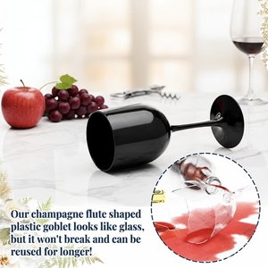 Gobelets en plastique PP incassables de 16 oz, verres à vin rouge sur <span class=keywords><strong>pied</strong></span>, verres à champagne pour mariages, bars et fêtes, pour boissons - Product Image 6