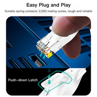 SAMZHE Kabel Ethernet Patch Cord CAT6 PVC Tembaga Murni Putih Pipih 32AWG untuk Jaringan Luar Ruangan dan Dalam Ruangan