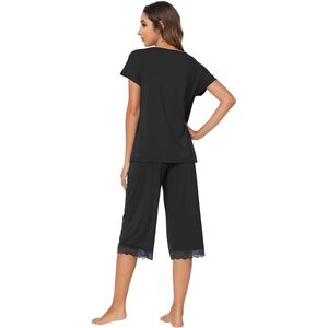 Conjunto de Pijama de Verano para Mujer al por Mayor, Top de Viscosa de Bambú Suave, Pantalones Capri, Ropa de Dormir, Ropa de Estar por Casa, Tallas S-XXL - Product Image 1