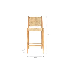 Solid Wood Synthetic Leather Natural Color Counter Chair <b>High</b> <b>Bar</b> <b>Stool</b> Traditional Design Eco-Friendly Home Kitchen Exterior - Product Image 6