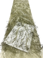 Dentelle à Plumes Broderie Perles et Paillettes Sans Élastique 100% Polyester pour Robes de Soirée Tenues de Fête Traditionnelles - Élégant