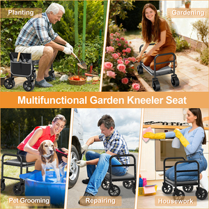 Safe Overcharge Protection Metal Garden Kneeler and Seat with 360 Degree Wheels for Lawn <b>Farm</b> and Home Gardening Use - Product Image 6