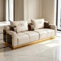 Ensemble de canapés sectionnels extensibles en similicuir moderne avec pieds en acier inoxydable et rembourrage en éponge pour appartements, hôtels et salons