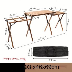 โต๊ะไม้พับได้อเนกประสงค์ 2 in 1 แบบพกพาสำหรับตั้งแคมป์ ปิกนิก บาร์บีคิว - Product Image 3