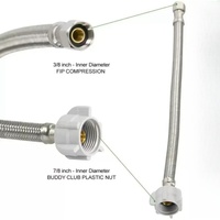 Tuyau tressé en acier inoxydable 304 transfrontalier 7/8-3/8-9/16 pour toilettes, entrée d'eau froide et chaude, haute pression, anti-explosion