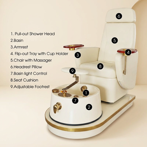 Sillón de Pedicura con Respaldo Reclinable y Bañera de Spa sin Tuberías para un Cuidado de Pies Confortable - Product Image 4