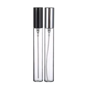 10ml perfume spray bottle crimp neck clear tubular glass perfume bottle with black atomizer