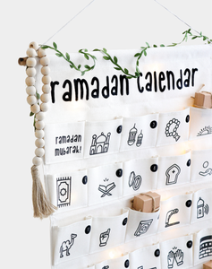 <span class=keywords><strong>Calendrier</strong></span> de l'Avent en tissu personnalisé pour enfants, grand format, pour l'Aïd Moubarak, réutilisable, 30 pochettes, à remplir avec une tige de montage - Product Image 4