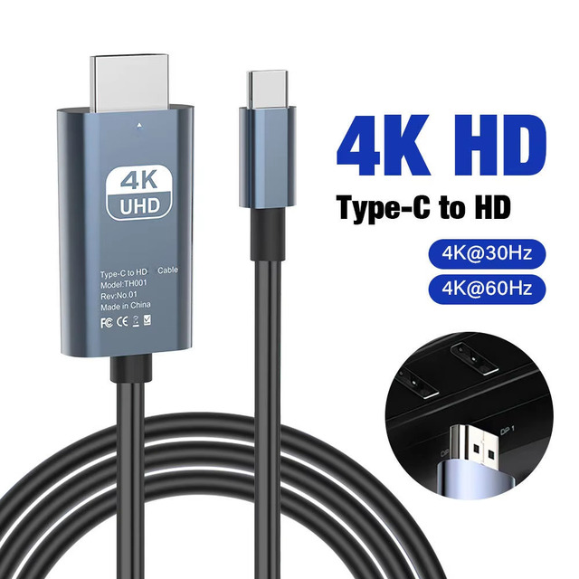 4K 30Hz HDTV Adapter USB-C to HD Coaxial Converter Cable Gold Plated PVC Jacket Non-Shielded for DVD Player Phones & Laptops 2M