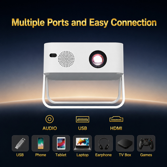 New Coming  MG60 Portable Mini Projector Android 14 OS 1080P Support 4K 350 ANSI LED Projector for Home Cinema  Outdoor