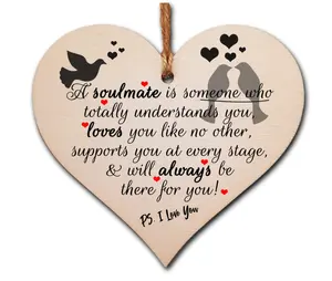 Valentines Day Wooden Hanging Heart Plaque Gift For Your Love Heart Wooden Sign Friendship Quote Gift For Her For Him