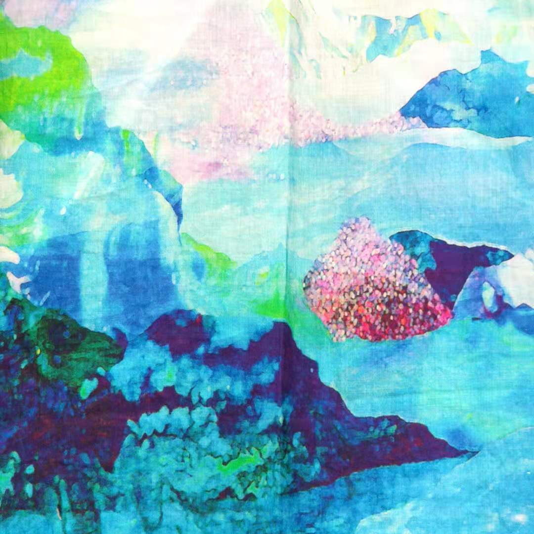 В наличии, цифровая печать, 100% рами с горы и воды, с рисунком в виде картины FYS180307-018