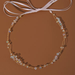 Simple brillante AB piedra nupcial pelo vides cristal mujeres boda tocado - Product Image 1