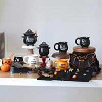 Tazón de Sopa de Cerámica con Diseño de Bruja Mágica, Tarro para Dulces, Galletas y Azúcar, Decoración de Halloween, Marca OEM