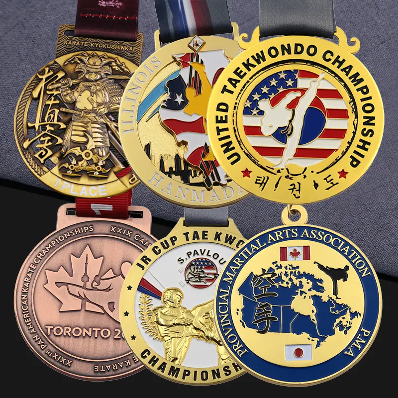 Özel 3D Kung Fu Metal taekwon-do Mundial Jiu Jitsu ödülü Ju Jutsu Judo Itf tekvando Karate uluslararası madalya