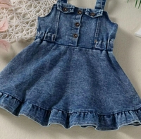2024 été coréen conception jarretelles salopette robe pour bébé filles denim coton à volants sans manches combinaison vêtements décontractés