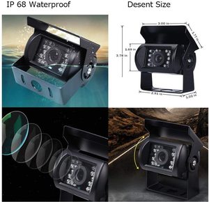 IPoster 9 pulgadas Quad Monitor pantalla dividida 4ch 4PIN Video en <span class=keywords><strong>3x</strong></span> 4PIN CCD Color vista trasera cámara de respaldo 2x10m + 1x20m 12-24V camión - Product Image 5
