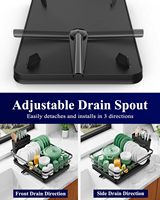 Égouttoir à vaisselle autoportant en acier inoxydable noir, non pliable, 12 po de largeur x 15,5 po de longueur, avec égouttoir rotatif et porte-couverts amovible
