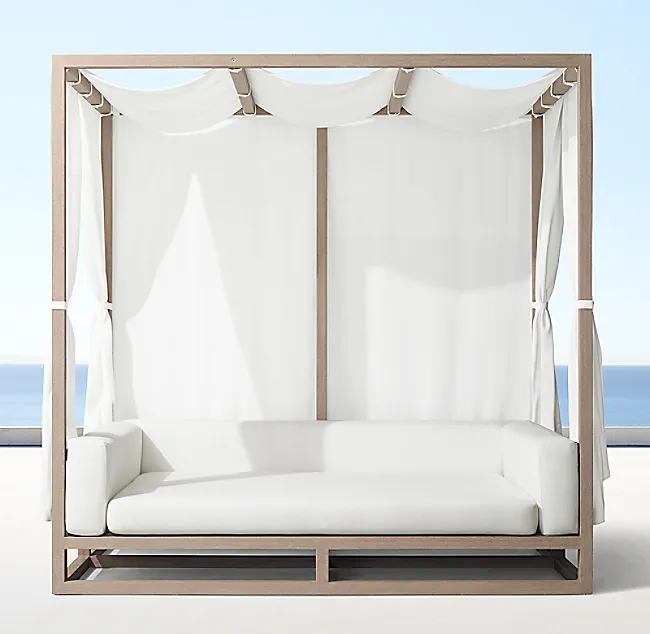 Outique-tumbona de madera de teca para exteriores, cama de día de lujo para playa