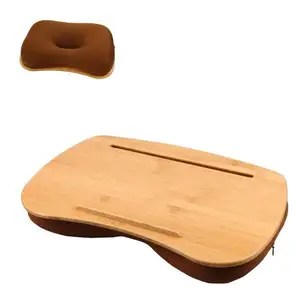 Khay Để Bàn Máy Tính Xách Tay Bằng Tre Để Bàn Di Động Giá Đỡ Máy Tính Xách Tay Bàn Gối Đầu Gối Có Đệm Gối, Khe Giữ Điện Thoại - Product Image 1