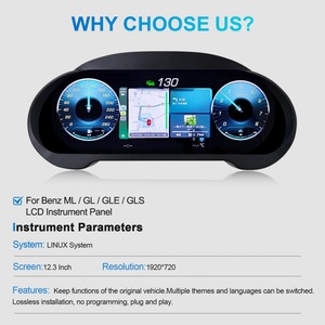 12.3" LCD Instrument Cluster <b>for</b> Mercedes Benz ML GL GLE GLS 2012-2019 Digital Dashboard <b>Speedometer</b> - Product Image 3
