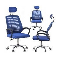 Chaise de bureau en tissu maillé à hauteur réglable, avec base pivotante à cinq branches chromée, directement de l'usine
