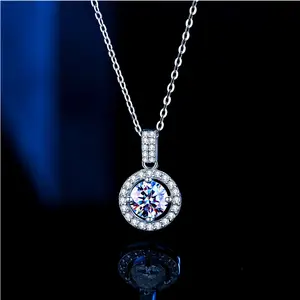 Yeni moda sevgililer günü hediye Moissanite S925 ayar gümüş kolye kolye klavikula zinciri karat mozanit kolye mücevher