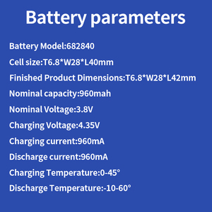 Factory Direct Polymer Lithium Ion Battery 682840 3.8V 960mAh for Smart Watch Band Headset Headphone <b>Tablet</b> Baby Monitor - Product Image 3