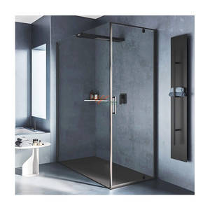 Inodoro negro dorado esquina enmarcada sin marco <span class=keywords><strong>mampara</strong></span> de ducha puerta abatible de vidrio cabina de ducha con rodillo - Product Image 1