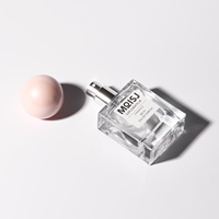 Bouteille de parfum en verre transparent rectangulaire 15ml avec bouchon à bille rose Simplicity en stock