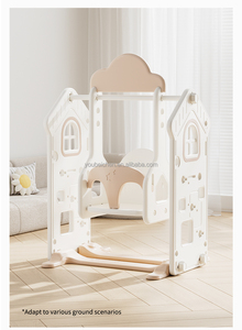 Juego de Columpios y Tobogán de Plástico HDPE con Forma de Casa para <span class=keywords><strong>Niños</strong></span>, Parque Infantil Interior, Guardería, Centro Comercial - Product Image 5