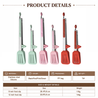 Pinces alimentaires en acier inoxydable et silicone avec support, poignée antidérapante, pinces de cuisine, barbecue, salade, outils de cuisine