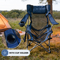 Chaise de camping pliante Chongfu pour extérieur, avec porte-gobelet, en fer robuste et tissu Oxford, design moderne, légère, pour pique-nique et toutes occasions