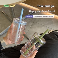Gobelet à paille transparent en plastique Estick, design moderne, populaire sur internet, tasse à café et thé au lait haut de gamme, usage bureau, logo personnalisé