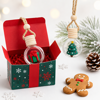 Bouteille diffuseur de voiture en verre plat de 10 ml, réutilisable, avec cordon décoratif, motif Père Noël, bonhomme de neige, sapin de Noël, pour la vente en gros